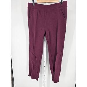 Athletic Works Women's Mid Rise Elastic Cotton Blend Purple Pockets Pant Size L